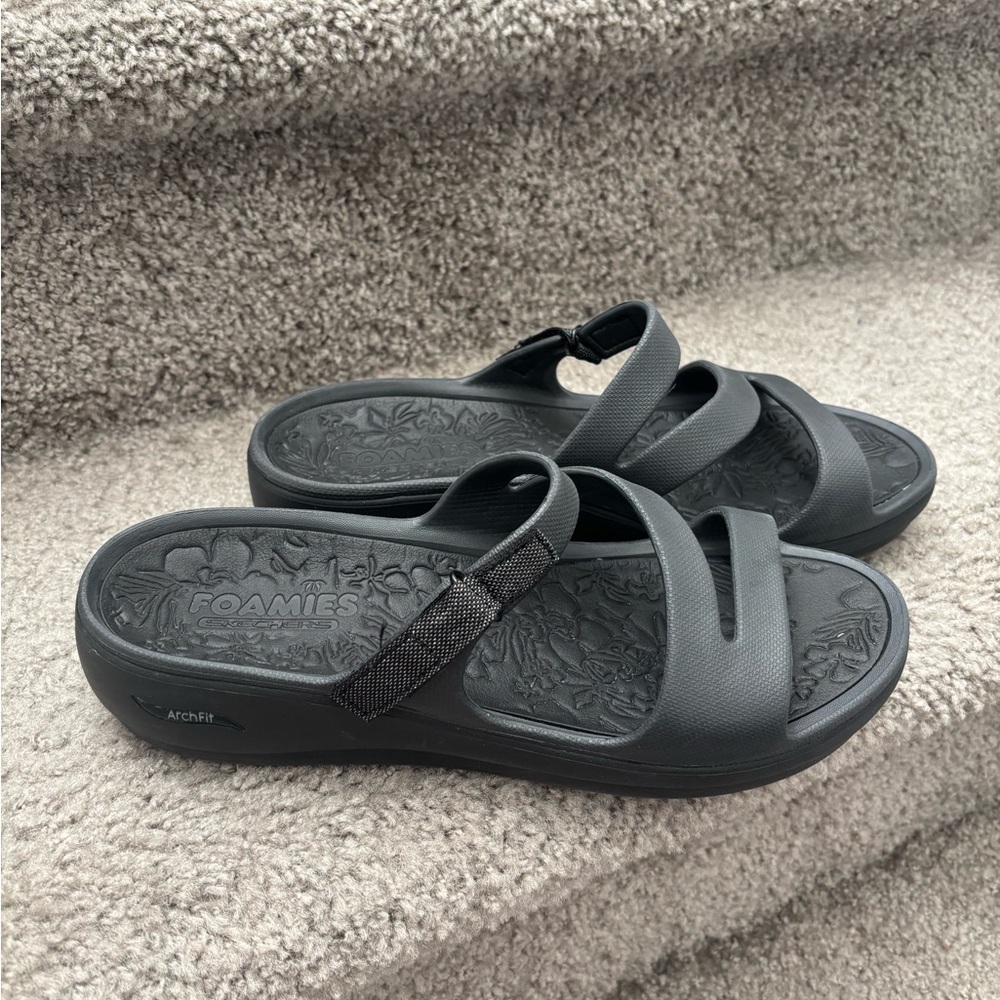 Skechers Black Foamies Arch Fit Slide Sandals